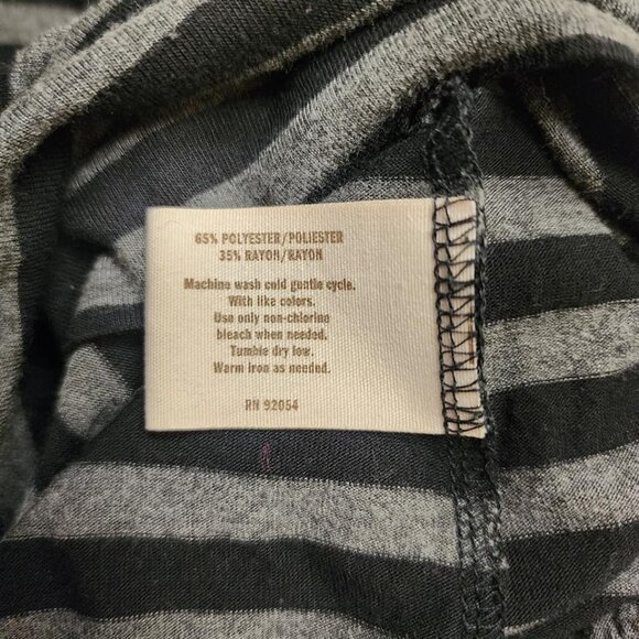 Decree Black Grey Striped 90s y2k Top Women's Large Ruched Sleeves - Picture 5 of 7